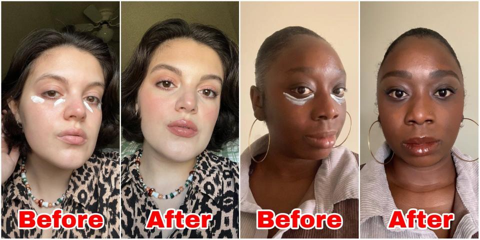 Gabi Stevenson and Charise Frazier try the viral white concealer TikTok hack.