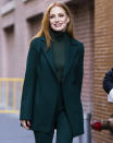 <p>Jessica Chastain struts around Manhattan's Upper West Side neighborhood in shades of green and teal on Feb. 3.</p>