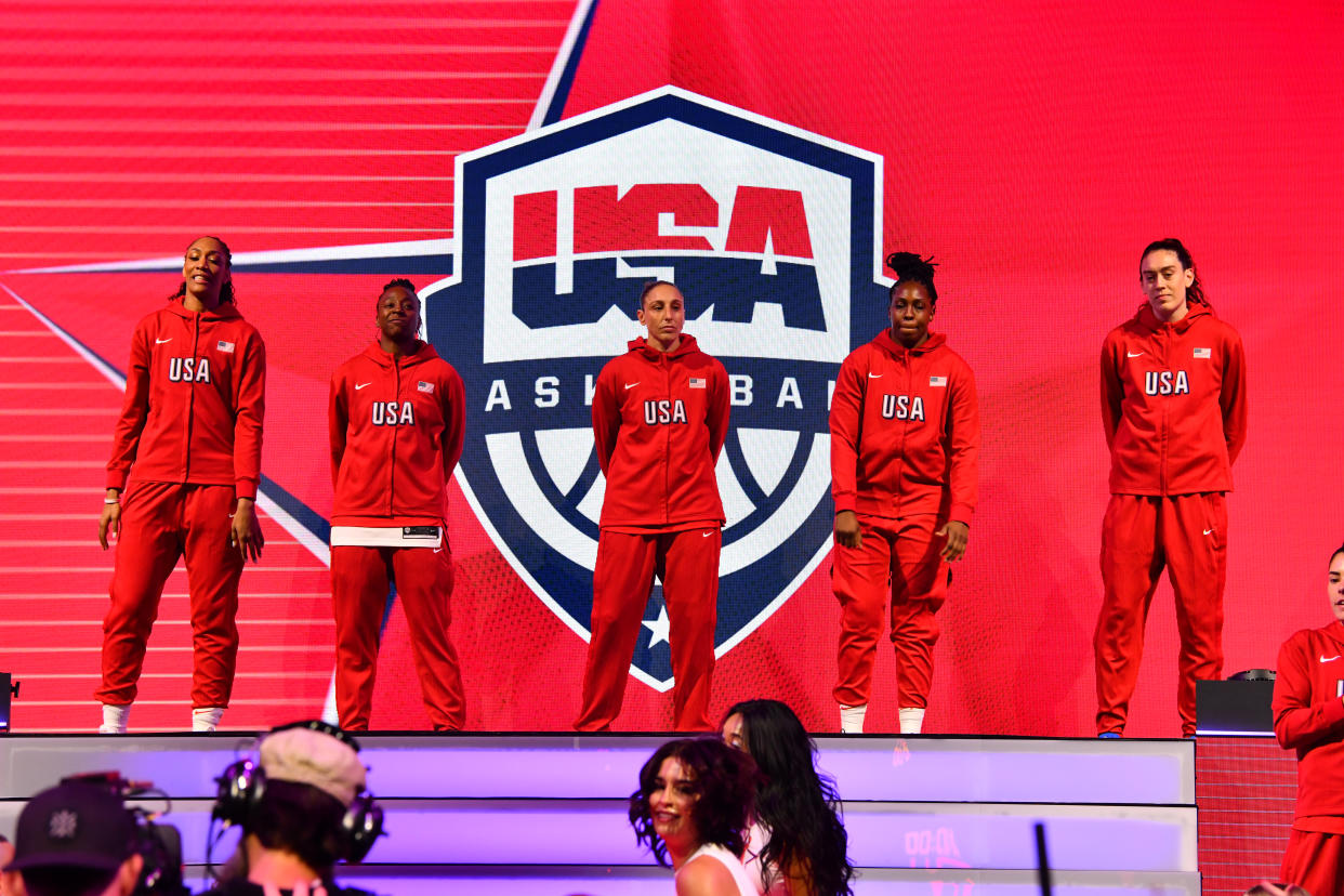 Team USA is introduced ahead of Saturday's WNBA All-Star Game. (Barry Gossage/NBAE via Getty Images)