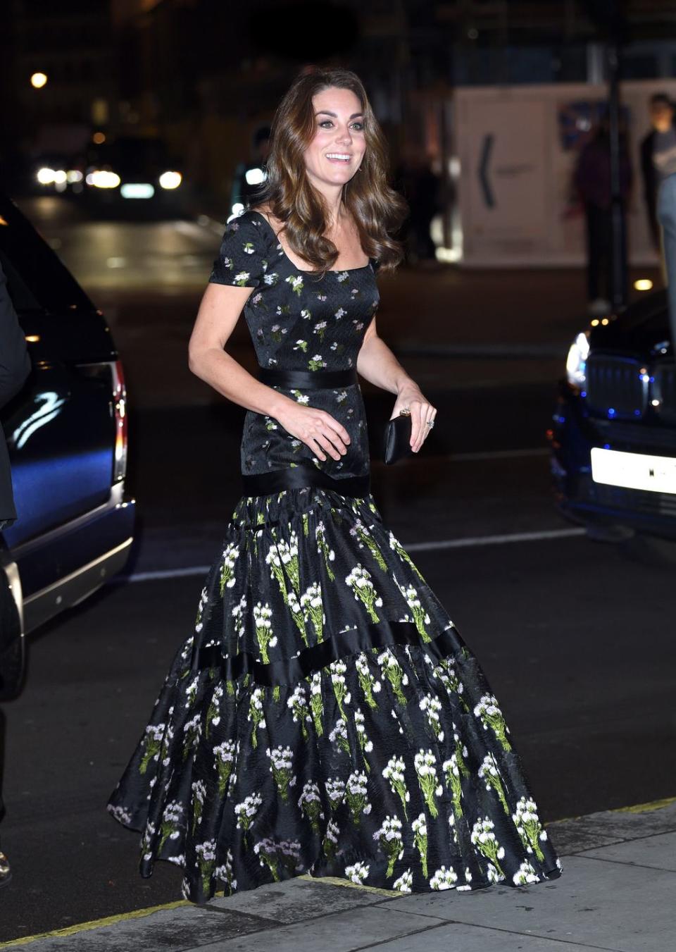 <p>Kate Middleton attended the <a href="https://www.townandcountrymag.com/style/fashion-trends/a26789213/kate-middleton-alexander-mcqueen-national-portrait-gallery-gala-2019/" rel="nofollow noopener" target="_blank" data-ylk="slk:National Portrait Gallery Gala;elm:context_link;itc:0;sec:content-canvas" class="link ">National Portrait Gallery Gala</a> wearing a re-tailored Alexander McQueen dress, that she previously wore in 2017, <a href="https://www.neimanmarcus.com/c/designers-kiki-mcdonough-cat46520802" rel="nofollow noopener" target="_blank" data-ylk="slk:Kiki McDonough earrings;elm:context_link;itc:0;sec:content-canvas" class="link ">Kiki McDonough earrings</a>, and a Prada clutch. </p>