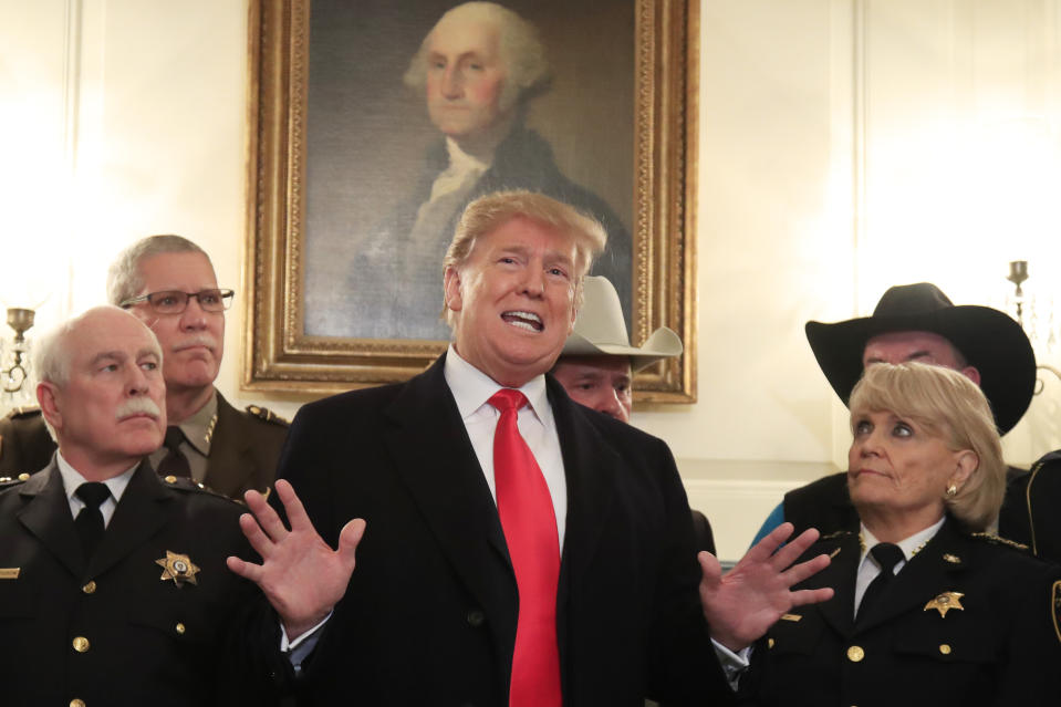 President Trump speaks at the White House Monday during a meeting with sheriffs from around the country. (Photo: Manuel Balce Ceneta/AP)