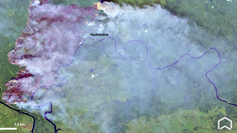 Bushfires are continuing to burn the permafrost in Siberia. Source: ADAM Platform