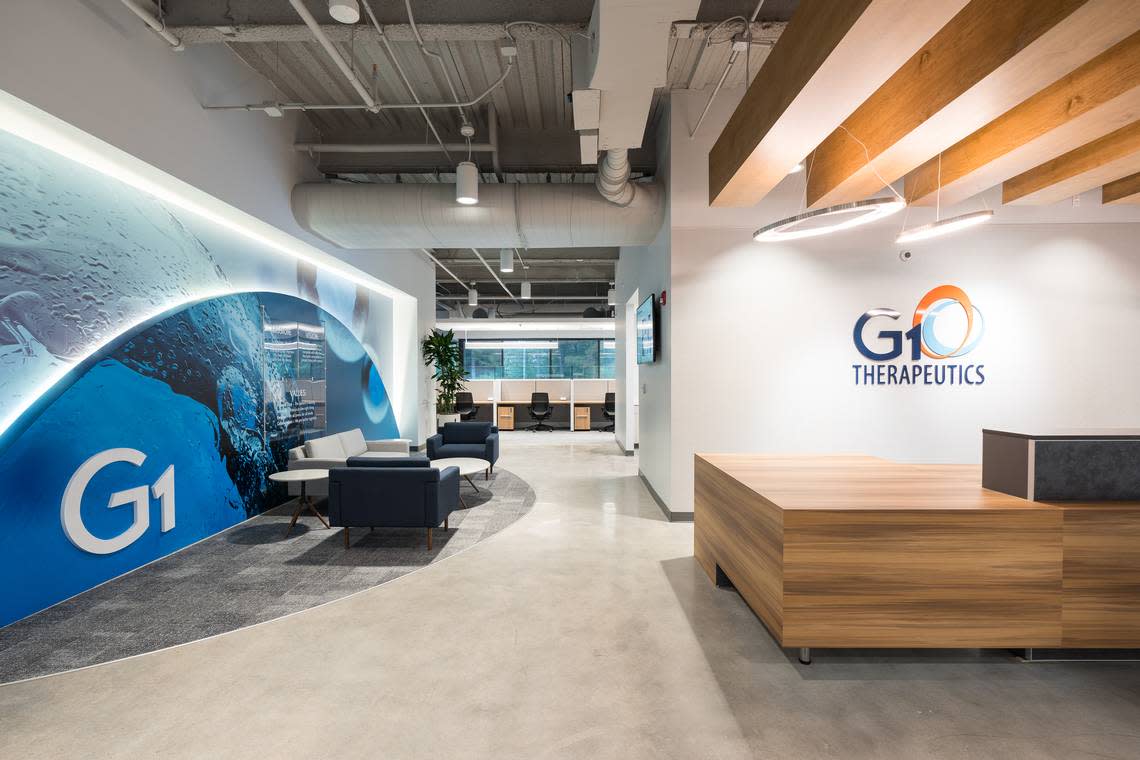 The lobby of G1 Therapeutics in Research Triangle Park.