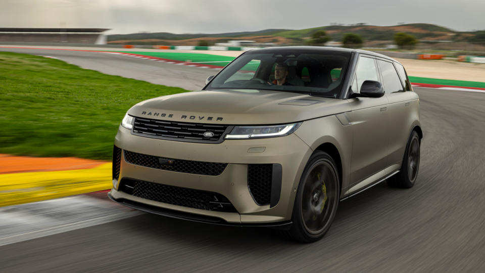 Driving the 2024 Range Rover Sport SV on track.