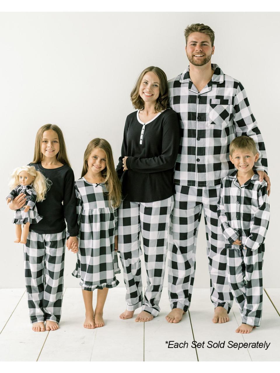 Matching Black and White Plaid Flannel Pajamas