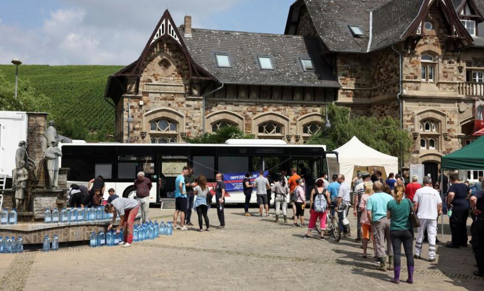 People queue for vaccinations in Bad Neuenahr-Ahrweiler, Germany