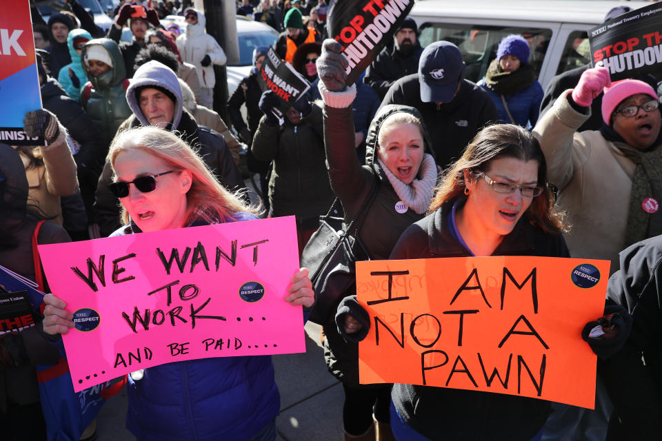 Hundreds of federal workers and contractors rally against the partial federal government shutdown 