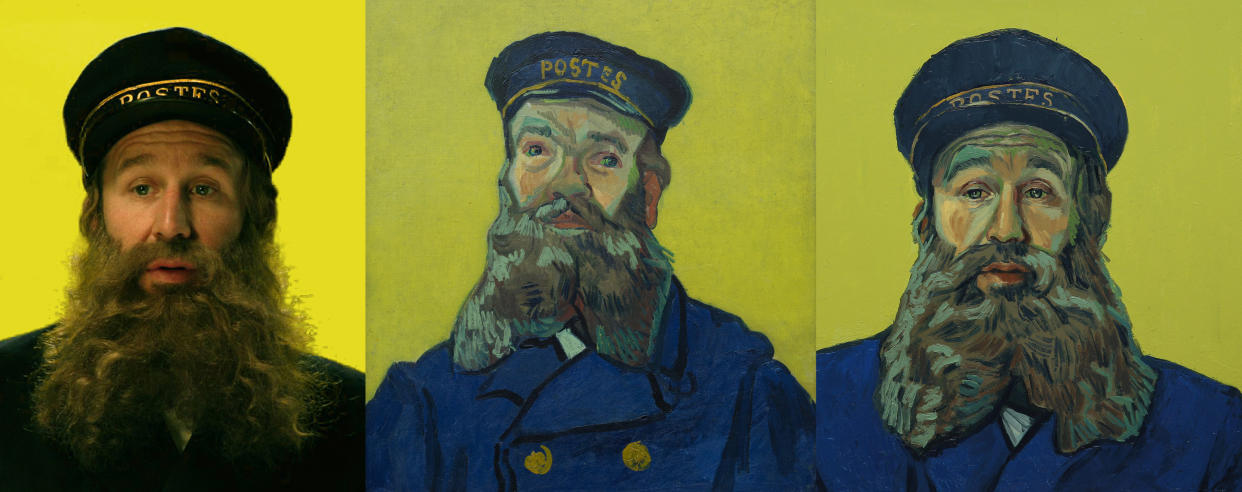 Chris O&rsquo;Dowd as Postman Roulin in "Loving Vincent." In the film, the postman sends his son, Armand Roulin, on a quest to deliver a letter and find out what really happened to van Gogh. (Photo: BreakThru Films and Good Deed Entertainment)