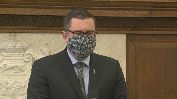Saskatchewan Health Minister Paul Merriman spoke to media Tuesday in Regina.