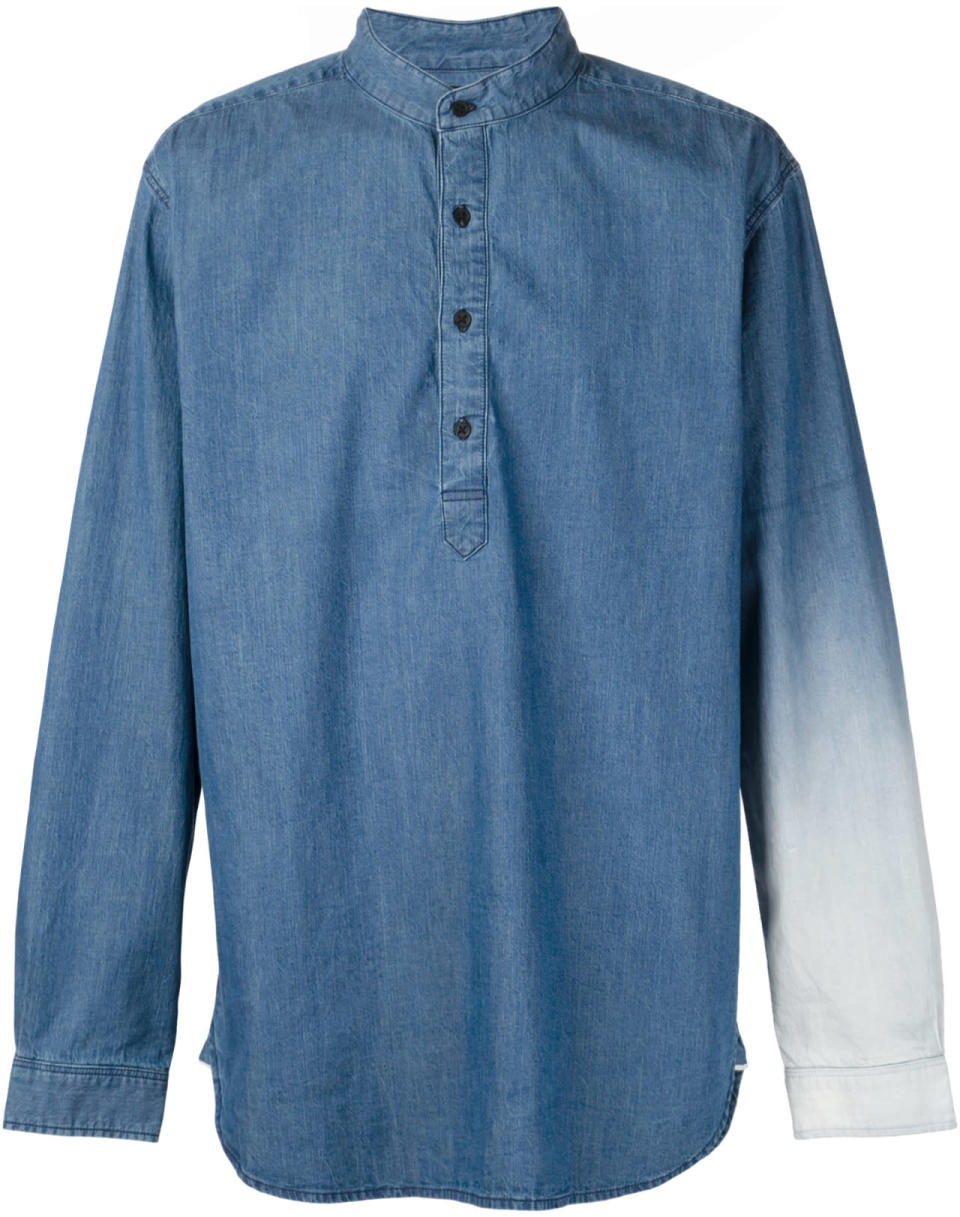 3x1 + Victor Cruz Long Sleeve Asymmetrical Ombre Shirt