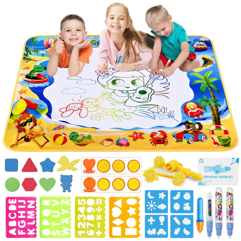 <p><a href="https://go.redirectingat.com?id=74968X1596630&url=https%3A%2F%2Fwww.walmart.com%2Fip%2FDoodle-Drawing-Mat-40-x-32-inch-Large-Aqua-Magic-Water-Toy-Gifts-Boys-Girls-Kids-Painting-Writing-Pad-Educational-Learning-Toys-Toddler-3-4-5-6-Years%2F701487188&sref=https%3A%2F%2Fwww.thepioneerwoman.com%2Fholidays-celebrations%2Fgifts%2Fg44287825%2Fwalmart-toys-for-boys%2F" rel="nofollow noopener" target="_blank" data-ylk="slk:Shop Now;elm:context_link;itc:0;sec:content-canvas" class="link ">Shop Now</a></p><p>Doodle Drawing Mat </p><p>$18.99</p><p>walmart.com</p><span class="copyright">Walmart</span>