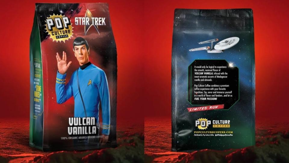 Star Trek: Vulcan Vanilla brand coffee showcasing Mr. Spock.