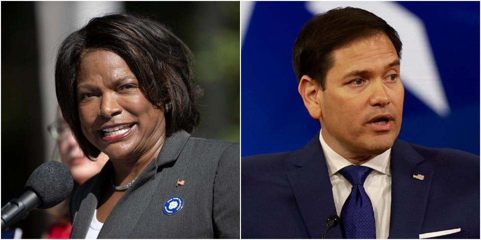 Rep. Val Demings (L) and Sen. Marco Rubio (R) are running for Senate in Florida.