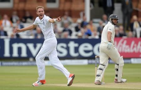 Cricket - England v New Zealand - Investec Test Series First Test - Lord's - 25/5/15 England's Stuart Broad celebrates after dismissing New Zealand's Ross Taylor Action Images via Reuters / Philip Brown Livepic