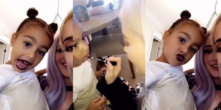 Kylie previously sparked outrage by putting make-up on North.