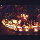 Makeshift roadside memorial in downtown Sandy Hook. (Dylan Stableford/Yahoo! News)