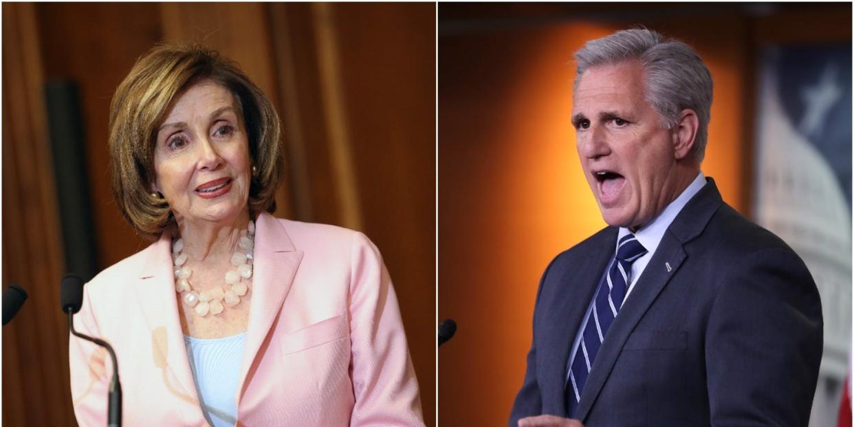 Nancy Pelosi and Kevin McCarthy pictured