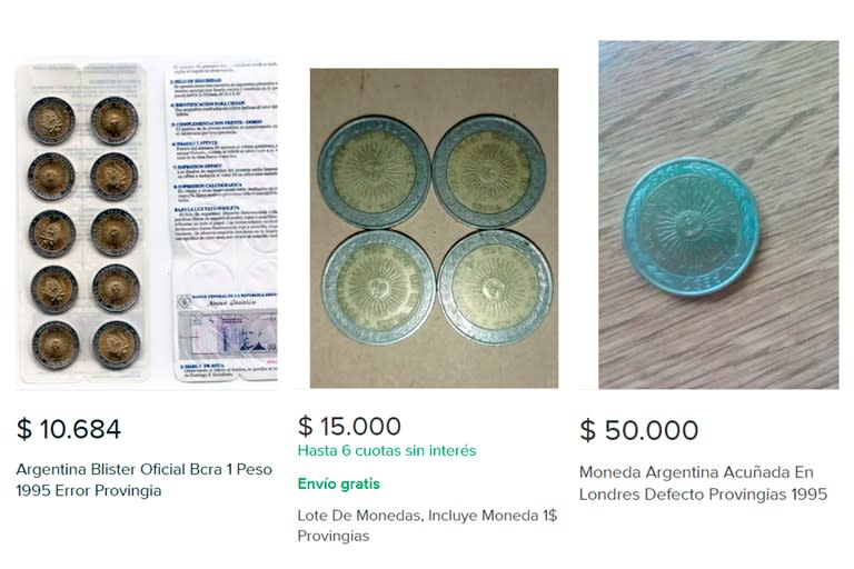 Tres de las publicaciones con las monedas defectuosas con los precios más elevados