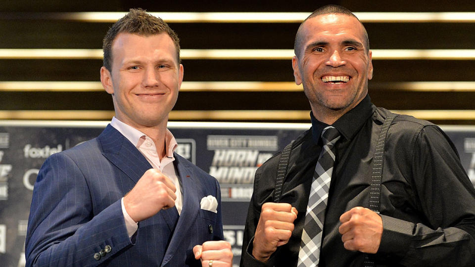 In a gesture that went unnoticed, Jeff Horn extended an olive branch to Anthony Mundine over the anthem issue. Pic: Getty