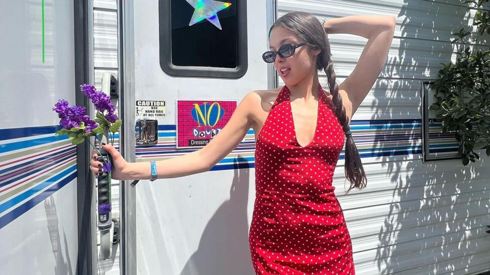 Olivia Rodrigo wears a red dress on her Instagram