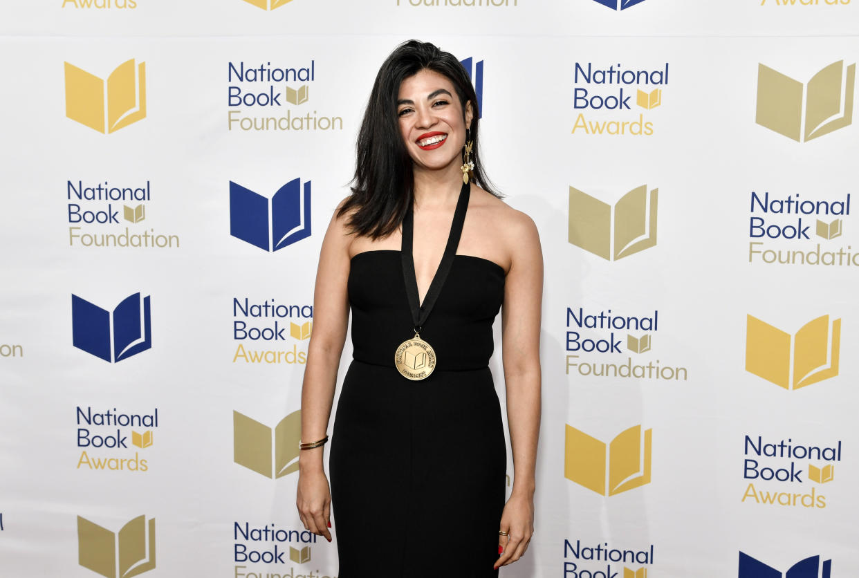 Nonfiction finalist Ingrid Rojas Contreras attends the 73rd National Book Awards at Cipriani Wall Street on Wednesday, Nov. 16, 2022, in New York. (Photo by Evan Agostini/Invision/AP)