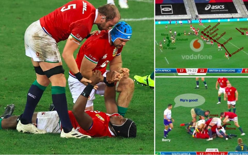 Alun Wyn Jones and Tadhg Beirne celebrate with Maro Itoje at the final whistle  - Getty Images