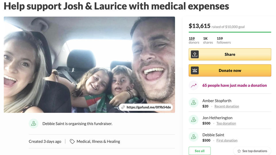 The fundraiser for Josh Jones, pictured here on GoFundMe.