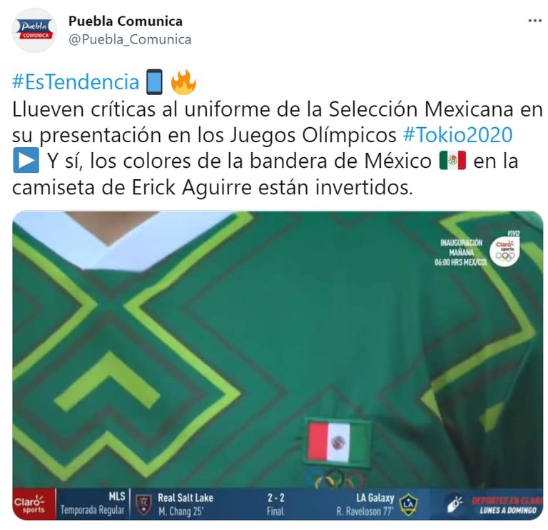 La bandera mexicana al revés en el estrno del futbol de los JJOO llamó la atención de los medios y la sociedad mexicana.