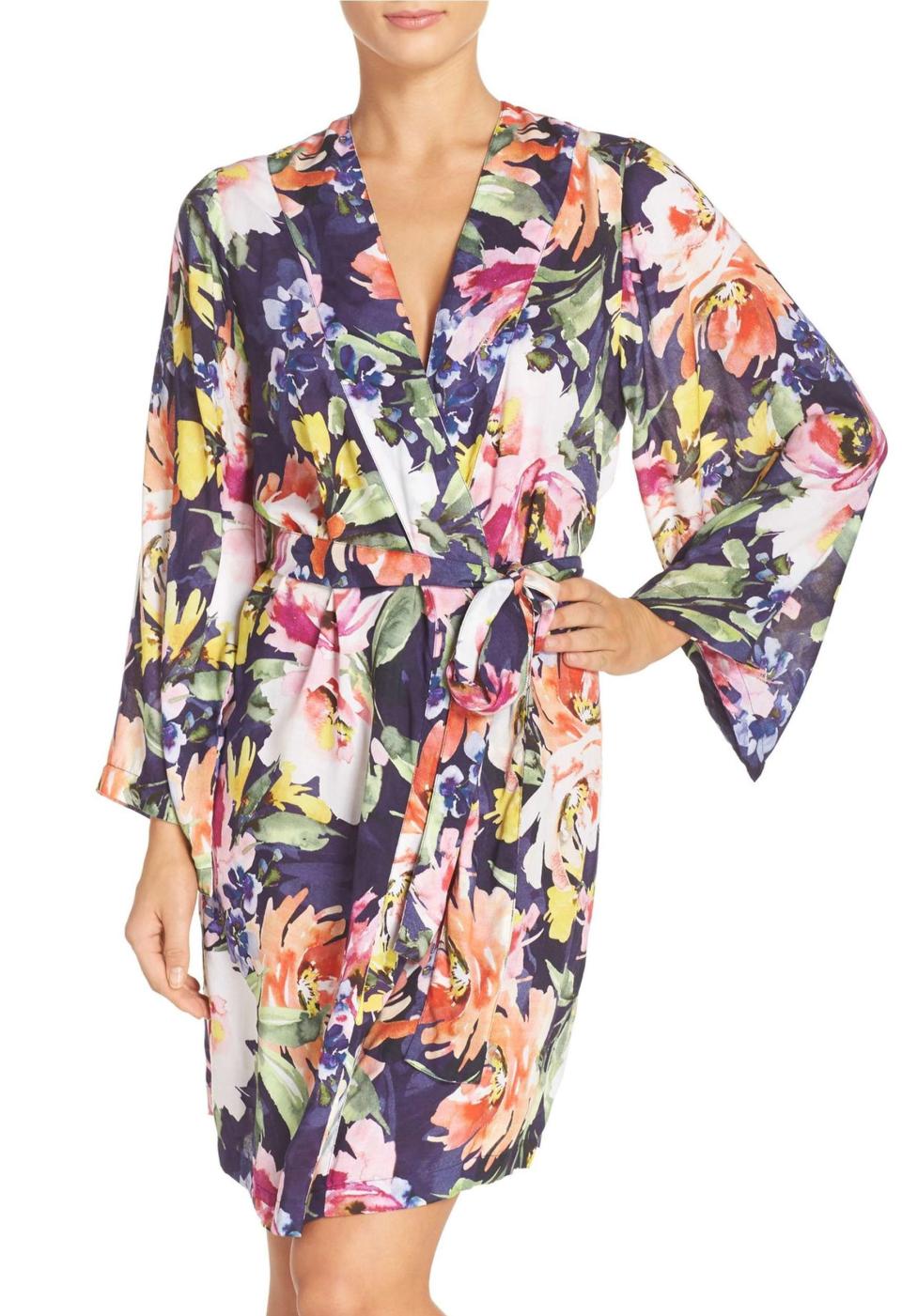 Plum Pretty Sugar Floral Zephyr Print Kimono Robe