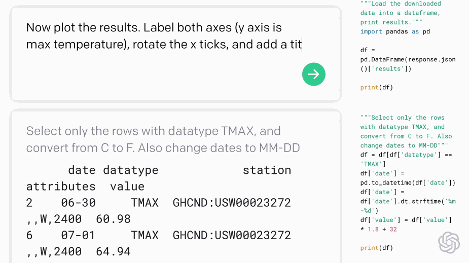 OpenAI's Codex AI collects data and turns it into a live graph.