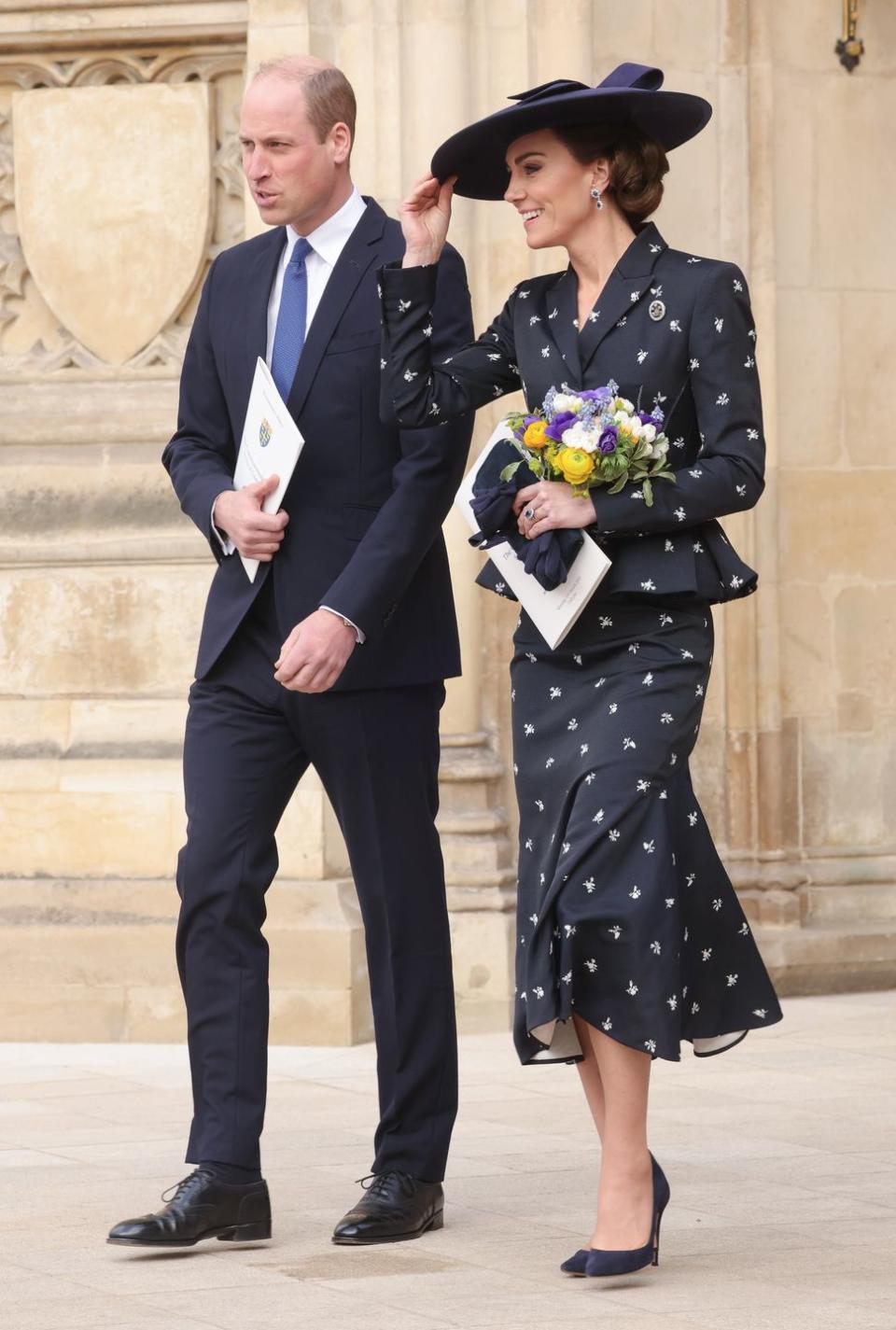 london, england march 13 prince william, prince of wales and catherine, princess of wales smile as they depart the 2023 commonwealth day service at westminster abbey on march 13, 2023 in london, england photo by chris jacksongetty images