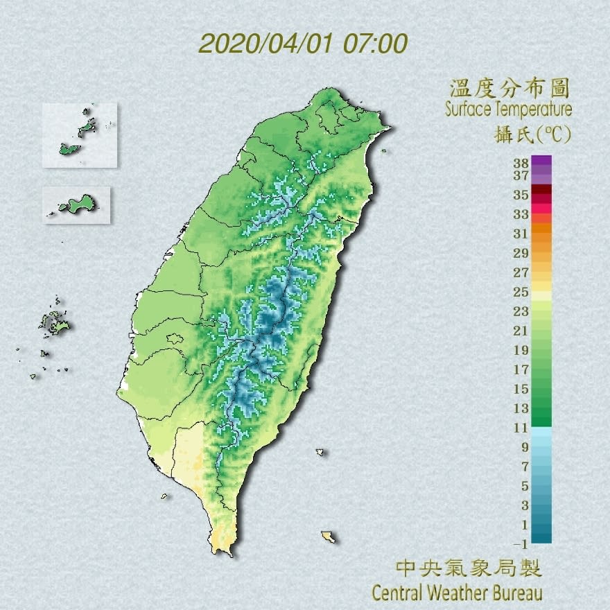 今晚鋒面通過，北台轉涼。（圖／翻攝自中央氣象局）