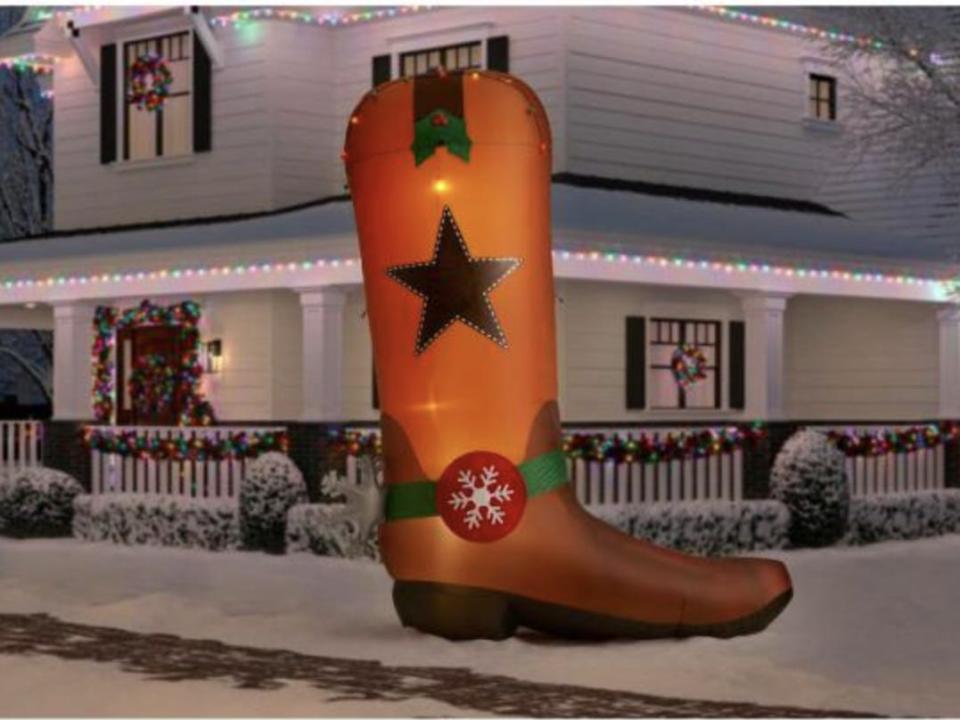 inflatable christmas cowboy boot