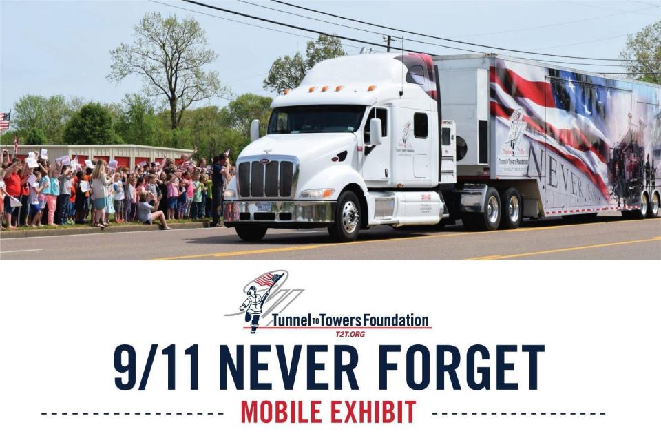 A mobile exhibit titled "9/11 Never Forget" will arrive in Quincy on Tuesday, Sept. 19, and remain through Saturday, Sept. 23.