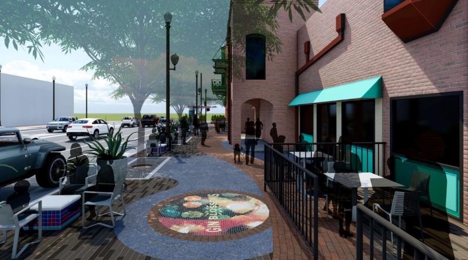 The project is expected to include "Urban living rooms," which are expanded sidewalk areas with tables and seating along Mill Avenue that will be barricaded from the road using new landscaping planters or railings.