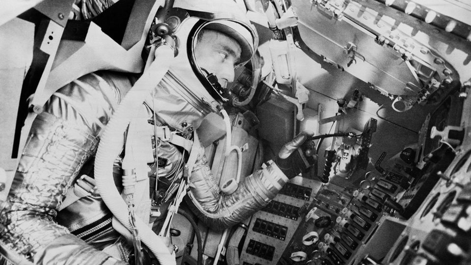 Scott Carpenter in a Simulated Mission at Langley Air Force Base - Credit: NASA; Courtesy of Breitling