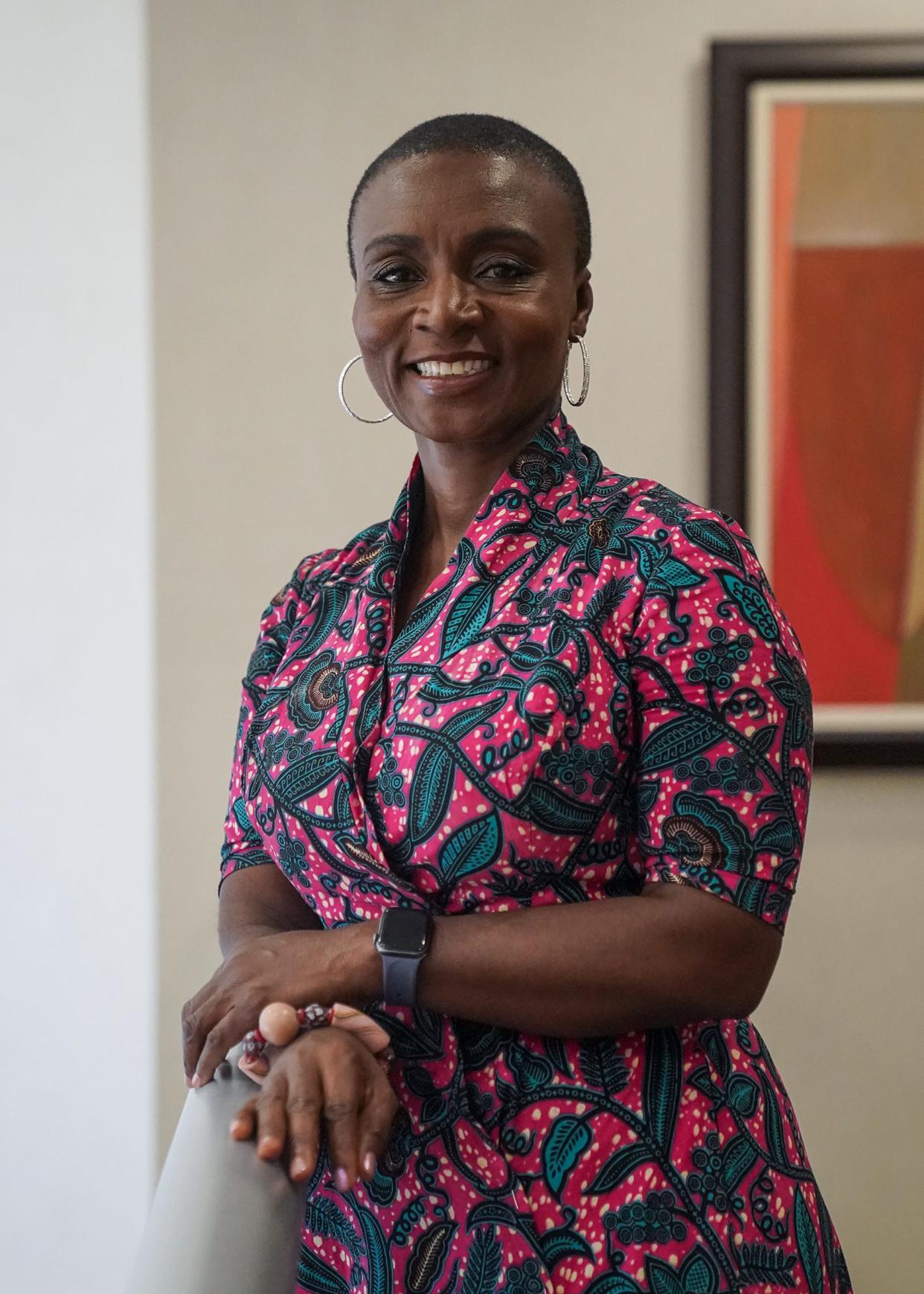 Registered nurse Isabella Naana Asante was photographed at Good Samaritan Hospital in Suffern on Wednesday, October 25, 2023. Asante, a breast cancer survivor is raising funds to open the Embrace Breast Cancer Care Center at Komfo Anokye teaching Hospital in Ghana.
