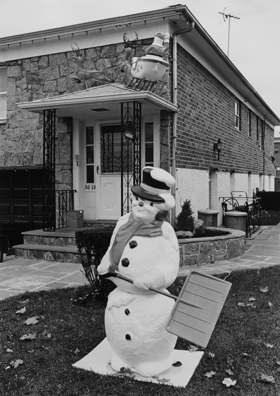 A house with Christmas decorations in Queens, New York.