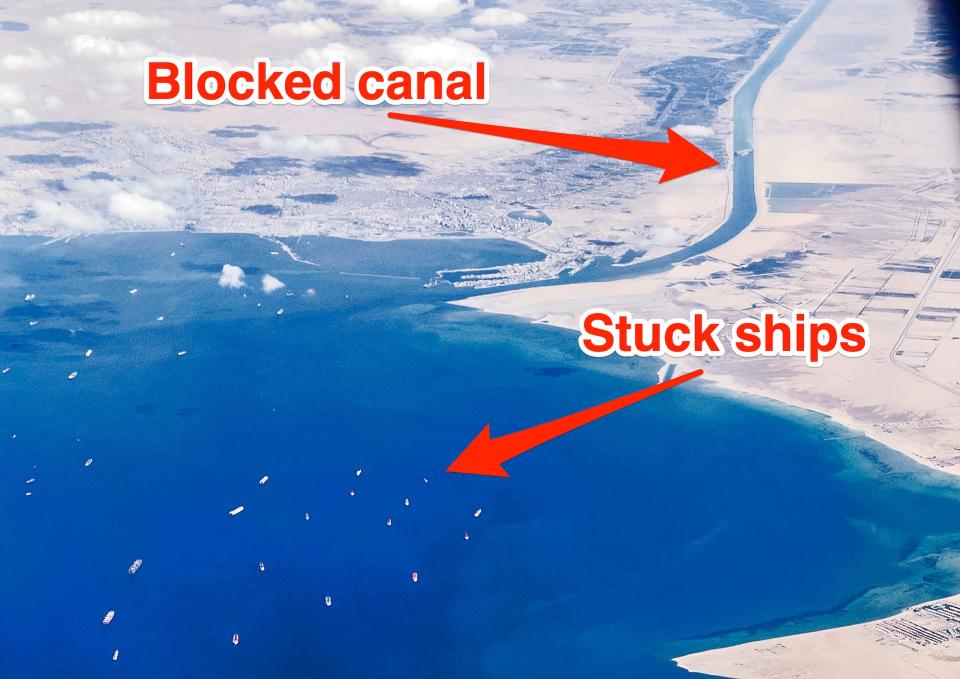 Suez Canal blocked skitch