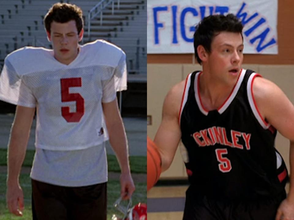 Finn in athletic gear on "Glee."