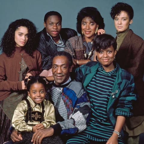 Bill Cosby with the cast of the Cosby Show - Credit: NBC via Getty Images