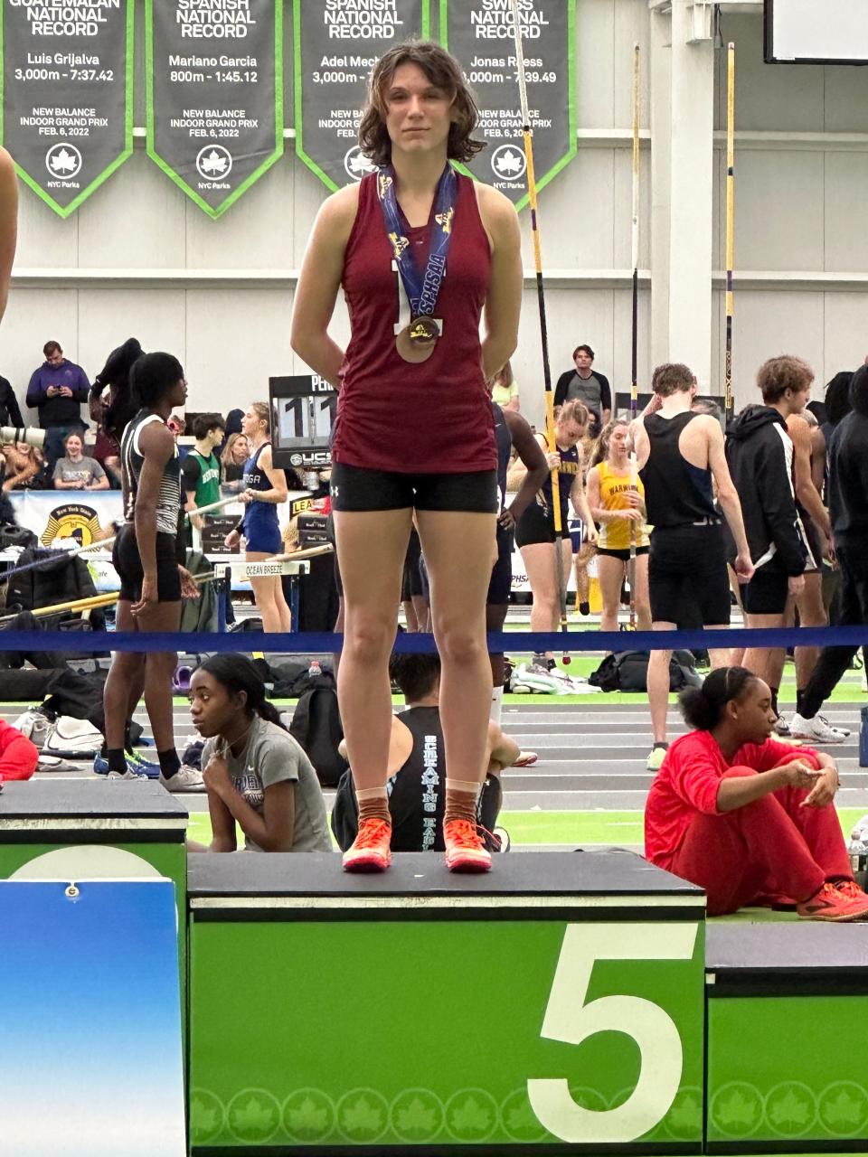 Elmira's Vicky Mordvinova placed fifth among public schools and sixth overall in the girls 1,000 meters March 4, 2023 at the NYSPHSAA Championships at Ocean Breeze Athletic Complex in Staten Island.