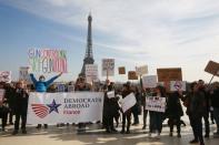 <p>The march in Paris passed the Eiffel Tower. (Photo: Getty Images) </p>