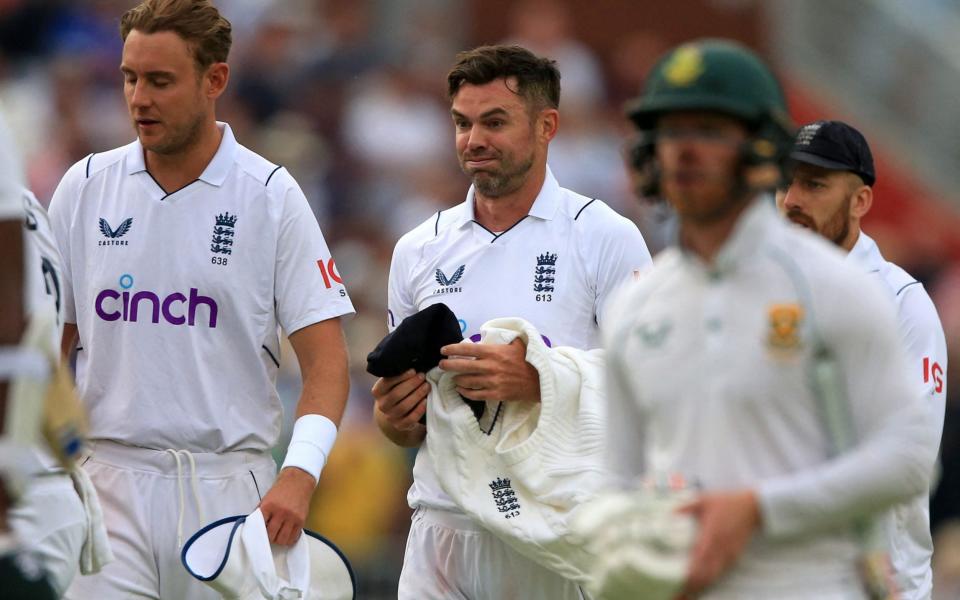 Jimmy Anderson walks off after England's victory - Lindsey Parnaby/AFP