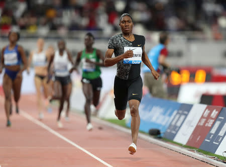 FILE PHOTO: Athletics - Diamond League - Doha - Khalifa International Stadium, Doha, Qatar - May 3, 2019 South Africa's Caster Semenya wins the women's 800m REUTERS/Ibraheem Al Omari/File Photo