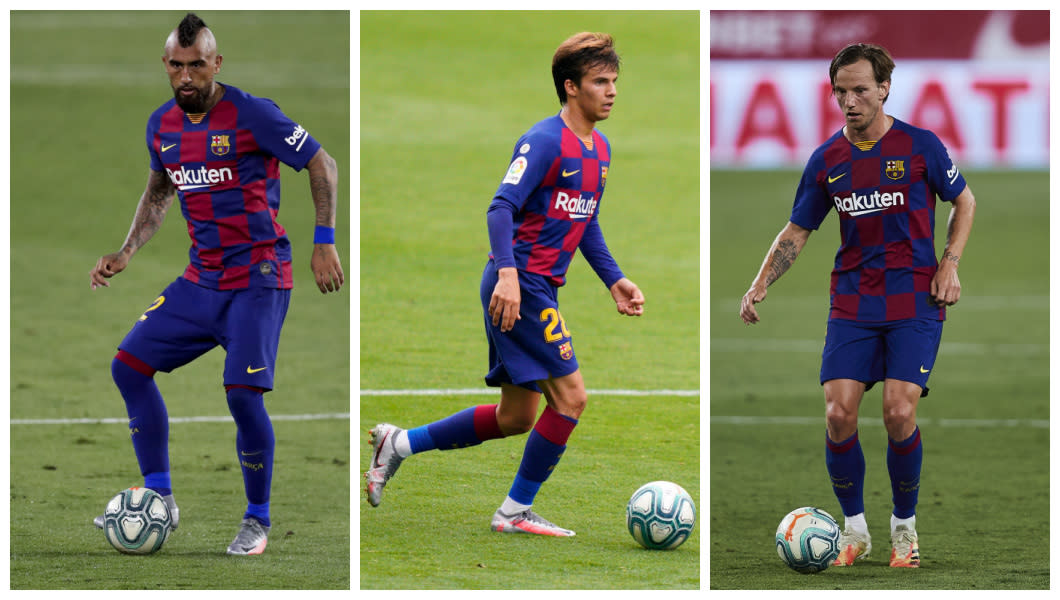 Arturo Vidal, Riqui Puig e Ivan Rakitic.