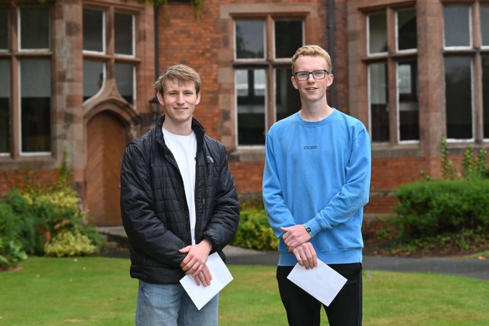 Campbell College pupils Harry Cooper and his twin brother Robbie both achieved three As in their A-levels (Michael Cooper/PA) (PA Media)