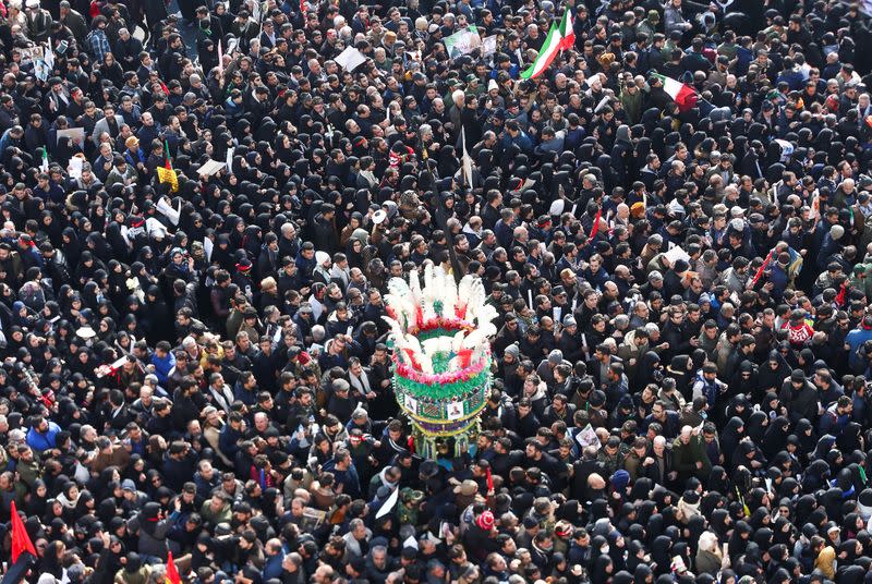 Funeral procession for Major-General Soleimani and commander Abu Mahdi al-Muhandis in Tehran