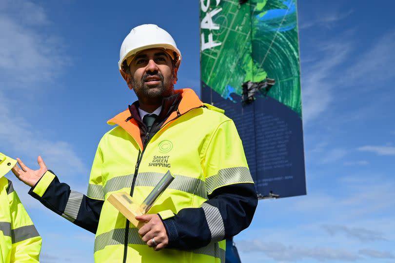 Humza Yousaf on a visit to Hunterston Parc near West Kilbride