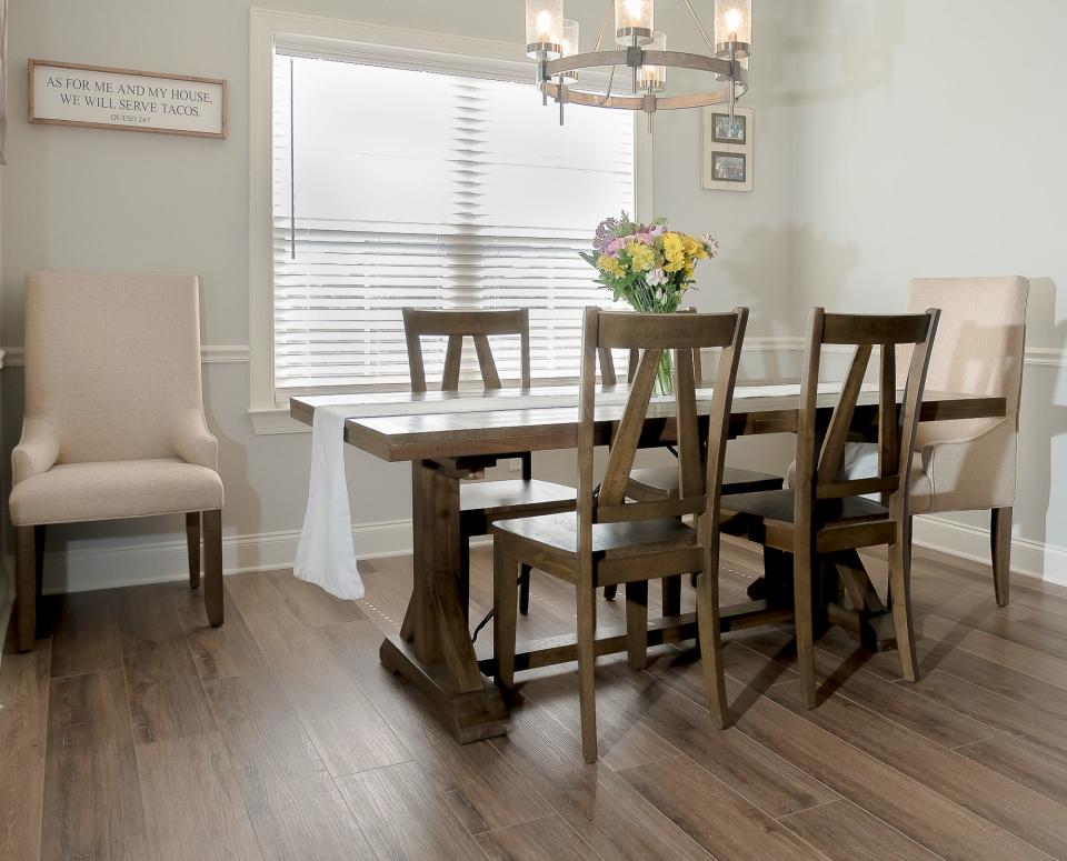 The breakfast nook also doubles as the dining room.
